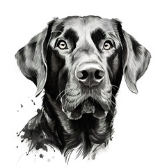 Wall Mural - A black and white drawing of a dog. Generative AI.