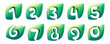 © kaer_fstock - Eco numbers set. Green leaf carving. 3D realistic icon. Environment friendly forest initials in watercolor style. Font for botanical labels, floral headlines, recycle posters, organic cards.
