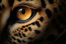 Leopard's Eyes Macro Close Up. AI Generated