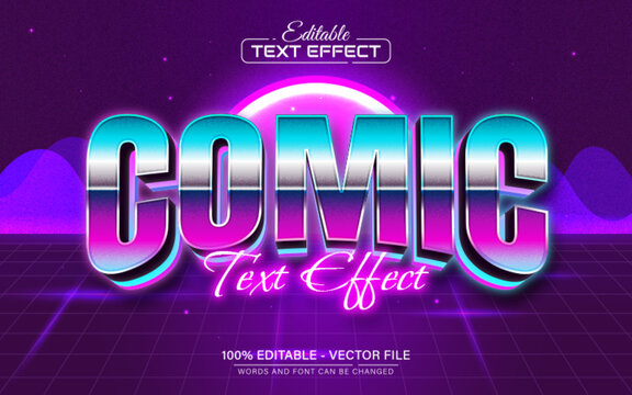 Comic retro style text effect editable