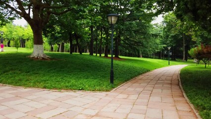 Wall Mural - 4k outdoor city garden greening environment street view