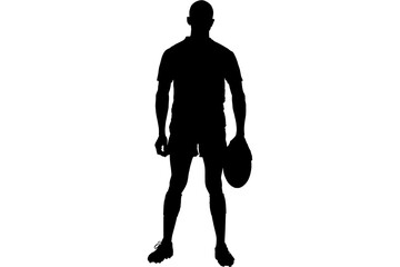Fototapete - Digital png silhouette image of male rugby player on transparent background