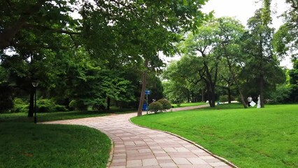 Wall Mural - 4k outdoor city garden greening environment street view