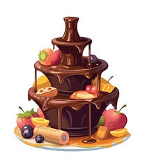 Poster - Sweet chocolate fountain with fresh strawberry cream