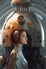 Poster - Futuristic woman in spaceship