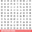 © ylivdesign - 100 hacker icons set. Outline illustration of 100 hacker icons vector set isolated on white background