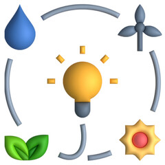 Wall Mural - renewable energy 3D style icon