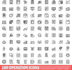Poster - 100 operation icons set. Outline illustration of 100 operation icons vector set isolated on white background