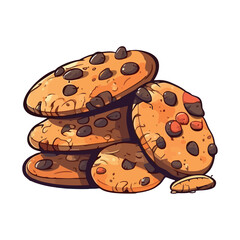 Wall Mural - Sweet cookie icon baked with chocolate chips