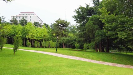 Wall Mural - 4k outdoor city garden greening environment street view