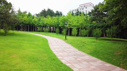 Wall Mural - 4k outdoor city garden greening environment street view