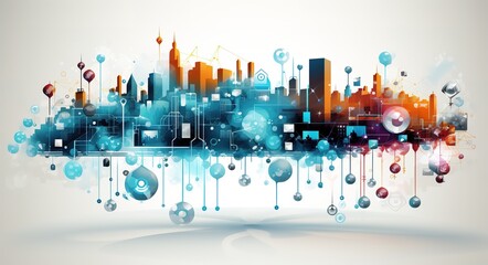 Poster - Abstract global technology concept. digital internet connection. connection structure.