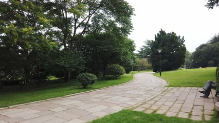 Wall Mural - 4k outdoor city garden greening environment street view