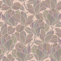 Wall Mural - Floral seamless pattern with Magnolia flowers