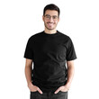 © Damir Khabirov - Young man posing in blank black cotton t-shirt mockup