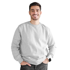 Wall Mural - Young man in oversized sweatshirt with copy space for your design