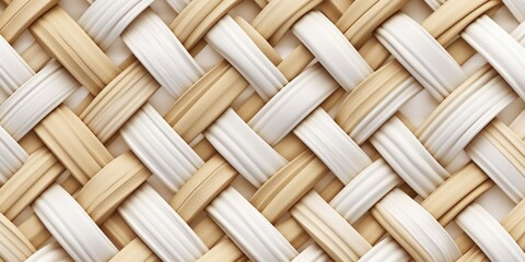 Wall Mural - White rattan wooden basket weaving background. AI Generated