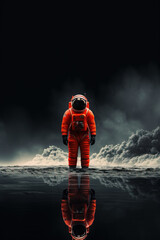 Wall Mural - Astronaut on the surreal background with smoke,  generative AI	
