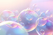 canvas print picture - flying soap bubbles on holographic foil background, AI generated