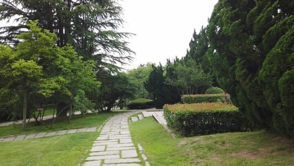 Wall Mural - 4k outdoor city garden greening environment street view