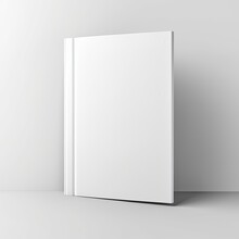 A Blank White Cover Book On The White Background.