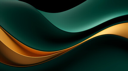 Abstract dark green gold curve shapes background. luxury wave. Smooth and clean subtle texture creative design. Suit for poster, brochure, presentation, website, flyer. vector abstract design element