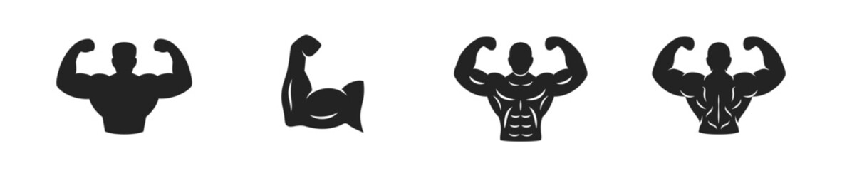 Muscle flat vector icon set