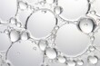 Leinwanddruck Bild - Close-up of white transparent drops liquid bubbles molecules. 