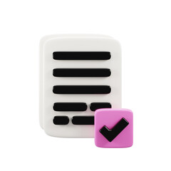 Poster - 3d rendering paper sheet icon with checklist sign