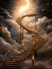 Wall Mural - Generative AI: luxurious stairway to heaven fantasy concept