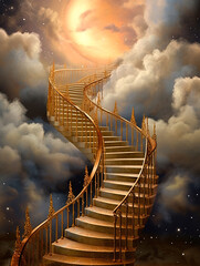 Wall Mural - Generative AI: luxurious stairway to heaven fantasy concept