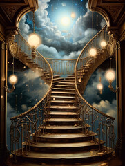 Wall Mural - Generative AI: luxurious stairway to heaven fantasy concept