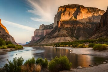 Scenic river view in Santa Elena Canyon at Big Bend National Park, Texas. Generative AI