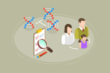 3D Isometric Flat Vector Conceptual Illustration of Carrier Screening, Noninvasive Prenatal Testing