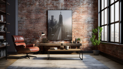 Wall Mural - a psychologist's office, brick walls, modern contemporary style