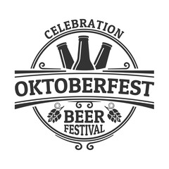 Wall Mural - Oktoberfest logo or label. Beer festival vintage design. October fest emblem, poster or banner template. Traditional German, Bavarian beer festival sign or icon. Vector illustration.