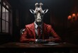 Animal giraffe play poker blackjack in a casino, fantasy