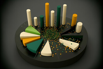 Aufkleber - Abstract data graph concept with data clusters and particles. Digital sorting and management concept for business and finance. Generated AI.