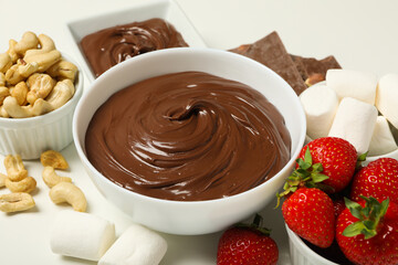 Wall Mural - Concept of tasty sweet food - chocolate fondue