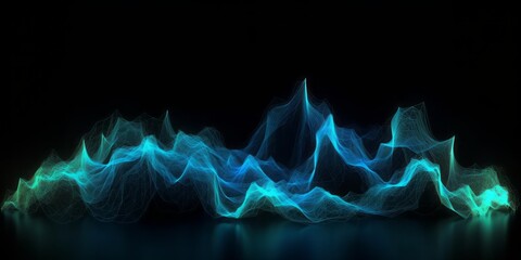 Aufkleber -  Abstract Animation of Colorful Waves on a Black Background, Evoking a Mesmerizing Blend of Light Sky-Blue, Dark Blue, and Electric Light in a Dark Sky-Blue and Dark Pink Setting
