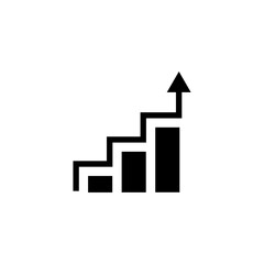 Wall Mural - chart icon with up arrow in black color on white background, financial growth and business progress