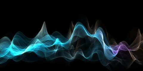 Aufkleber -  Abstract Animation of Colorful Waves on a Black Background, Evoking a Mesmerizing Blend of Light Sky-Blue, Dark Blue, and Electric Light in a Dark Sky-Blue and Dark Pink Setting