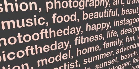 Poster - Background from tags. Screensaver with words and symbols.