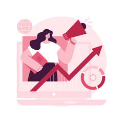 Poster - Digital marketing strategy abstract concept vector illustration. Brand insight, social media content campaign, measurement tools, achieve company goals, online marketing channels abstract metaphor.