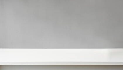 empty white shelf on grey wall background. for display or montage your products. high quality photo