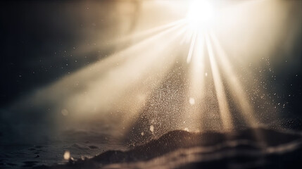 Aufkleber - Dust rays background. God rays in the textured air. Generated AI.