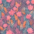 © gmm2000 - seamless background -nature flower- watercolor- hand painted illustration- seamless pattern. paper, cover, fabric, interior generative ai