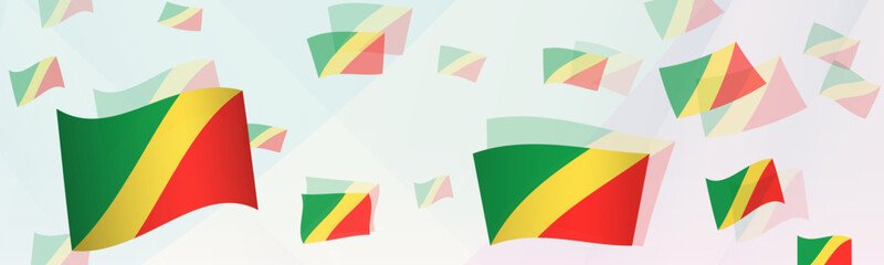 Sticker - Congo flag-themed abstract design on a banner. Abstract background design with National flags.