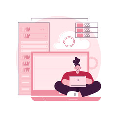 Poster - Backup server abstract concept vector illustration. Online data backup software, secondary system remote server, retrieval services to connected computers and related devices abstract metaphor.