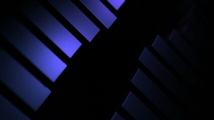 Poster - Black background with blue and green stripes. Design. Closing strips made in bright animation.